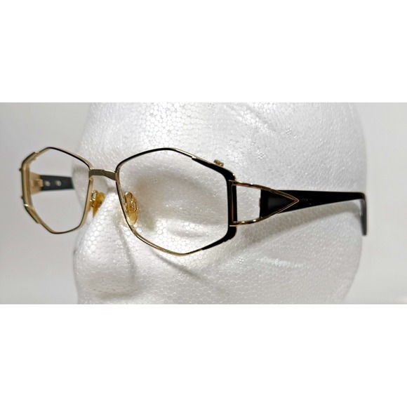 Bella Italia Accessories - Bella Italia 311 Eyeglass Frames Womens 53-19-130 Black Gold Geometric Hexagon
